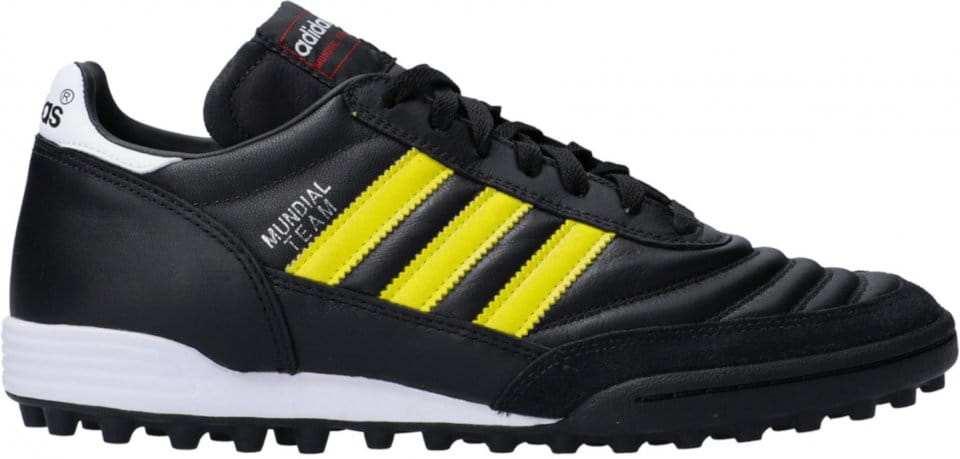 Ποδοσφαιρικά παπούτσια adidas Mundial Team TF Yellow Stripes Schwarz