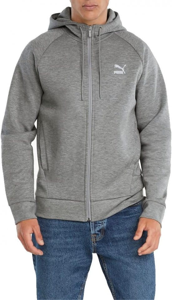 Φούτερ-Jacket με κουκούλα Puma Classics Tech FZ Hoodie DK Medium Gray H